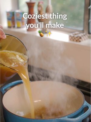The forecast says winter, but the kitchen says tropical getaway. ❄️✈️🍍 This Pineapple Cider Punch with Dole® Light Pineapple and Tropical Gold Pineapple Slices is the perfect way to get a sip of sunshine when the temperatures drop. Here’s how to make it 🍍 1. In a large stockpot, add 1.5 gallons apple cider and 4 cinnamon sticks. Bring to a gentle boil over medium heat. 2. Reduce heat and simmer for 5 min. to infuse cinnamon flavor 3. Stir in 1 (46 oz can) Dole® Light Pineapple Juice Drink, 1 cup honey, 3/4 cup lemon juice, 1 Tbsp lemon zest, and 1 tsp nutmeg 4. Bring back to a gentle boil, then simmer for another 5 min. 5. Discard cinnamon sticks before transferring to serving vessel 6. Pour into a punch bowl or beverage dispenser 7. Float orange slices, 1 (15.25 oz can) Dole® Tropical Gold Pineapple Slices in juice, apple slices, star anise pods, and extra cinnamon sticks for garnish