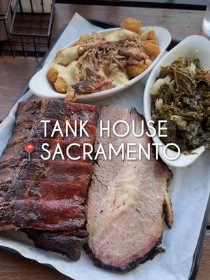 Trying the most controversial BBQ spot in Sacramento! 🍖🥩 When we were in college, we used to drive from Galt to Sac for Tank House all the time since it stayed open hella late. But we haven’t been back in 2 years! Definitely feeling nostalgic! Here’s what we got: 🍖 The Meat Treat - $38 (+$2 for Ribs)  🍟 Dirty Tots Upgrade - $8 📍Tank House BBQ & Bar - 1925 J St, Sacramento, CA 95811