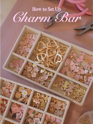How to Create a Charm Bar for Galentine’s Day or Valentines Day! All the supplies are on my amzn. Or go to my IG post and comment charm 💕 🌸 Start with your setup - Lay down a tablecloth and add a small sign. 🌸 Plan your charm quantities - Budget 6–9 charms per guest (then do the math based on your headcount). - Add an extra 20–30 charms total so there’s variety and people can swap around. 🌸 Gather the supplies 	•	Charms 	•	Chains 	•	Jump rings (extra rings are key) 	•	Clasps 	•	Optional: D-rings if you want guests to turn their charms into a purse chain Assembly - Use pliers to close the rings, attach charms to the chain, and finish with the clasp. 🌸How many pliers to have - For ~20 guests, 3–4 pliers worked well. - People can mingle and do other activities while they wait for their turn at the tools. #hosting #galentinesday #ValentinesDay #partyideas
