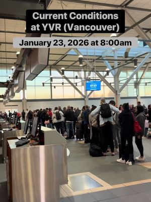The line just for security check at YVR is insane!!! I have never seen it like this before!!  I think this is due to the storms, but there are atleast 400 people out here!