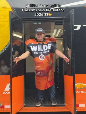 when they say to get in your racing uniform, but yours is a chip bag #racinguniform #firesuit #racesuit #wildechips #jrmotorsports | @WildeChips | 