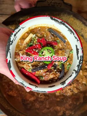 KING RANCH SOUP The Texas winter freeze is upon us and this one of my go-to cold weather meals. Stay safe, stay warm, and give this recipe a try! Ingredients -2T oil -1C chopped yellow onion -1C chopped multicolored bell peppers -2T Meat Church Chili Seasoning -1C fire roasted Rotel -1 can cream of poblano -1 can chicken queso blanco (sub cream of chicken) -4C chicken stock/broth -5C shredded rotisserie chicken -2oz cream cheese -Blanco to taste -Masa as needed to thicken -Cotija cheese, sliced jalapeños, and tortilla chip strips for garnish  Instructions -Add oil to your skillet and heat -Add onion, bell peppers, and Meat Church Chili Seasoning, stirring occasionally -Add rotel, cream of poblano, chicken queso blanco, and chicken stock -Mix and bring to a simmer -Add in chicken, cream cheese, and masa. Mix all ingredients -Simmer and long as you’d like -Optional: garnish with Cotija cheese, jalapeño, and tortilla chip strips #MeatChurch #TexasBBQ #Soup #TexasWinter