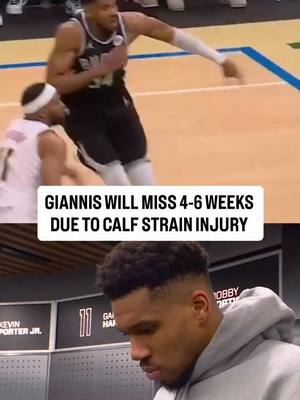 #Giannis Antetokounmpo shared after the #Bucks’ loss to the #Nuggets that he suffered a right calf strain injury and expects to be out for 4-6 weeks.
