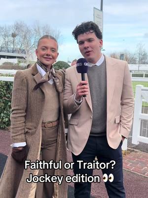 Iconic Traitor’s winner @Harry Clark and partner @Maynardanna decide if jockeys look like traitor’s or faithfuls 🫣