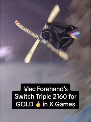 Mac Forehand wins GOLD 🥇 with a switch triple 2160 mute grab in @Stake Men’s Ski Big Air at X Games 2026! #XGames #XGamesAspen 