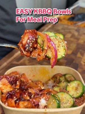 SAVE THIS ‼️ Meal Prep KBBQ Chicken Bowls with Cucumber Salad 🤯 (recipe 👇🏽) Announcements: ✅ Digital Cookbooks 50% OFF Right Now for my NEW YEAR SALE! 😊❤️ ✅ Cookbooks on my website! (Check’em out macros included!) www.icekarimcooks.com 💪🏽 ✅ New seasonings 👀 @SpiceX  Macros per bowl with 1 cup rice per meal prep (x5 meal preps): approx 555 calories |42g P | 63g C | 21g F For the chicken: 2 lbs chicken thighs 🐓 2 tsp SpiceX Daily blend 1/4 cup gochujang 🌶️  1/4 cup light soy sauce 6-8 garlic cloves, minced 🧄  1 inch piece ginger, grated 🫚 2 tsp sesame oil  1 tbsp honey 🍯  For the Cucumber Salad: 3 large cucumbers, diced 🥒  1 Red onion, thinly sliced 🧅  6 garlic cloves, grated 🧄  Salt, 1/2 tsp 🧂  2 tbsp light soy sauce 1 tbsp gochujang 🌶️  2 tbsp rice vinegar  1 tbsp honey 🍯  1 tbsp sesame seeds  2 tsp sesame oil Instructions: 1. make white rice in a rice cooker 2. Marinate chicken: In a large bowl, combine the garlic, ginger, gochujang, light soy sauce, sesame oil and honey. Set aside for 30 mins or overnight for best results 3. Make the Cucumber Salad: In a large bowl, combine the cucumbers and red onions. Add garlic, salt, soy sauce, gochujang, rice vinegar, sesame oil, and honey. Taste and adjust. 4. Place chicken on baking sheet and Bake at 400°F for 22-25 mins, broil last 3-4  mins until charred and cooked through. 5. Build bowl add rice, cucumber salad, and cooked chicken.  Enjoy 😍 . . . . #icekarim #healthyrecipes #EasyRecipes #mealprep #quickrecipes