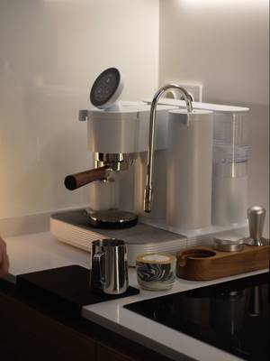 POV making my morning flat white with the Meraki espresso machine #meraki #coffeeathome #morningcoffee #homebarista #latteartist @Meraki 