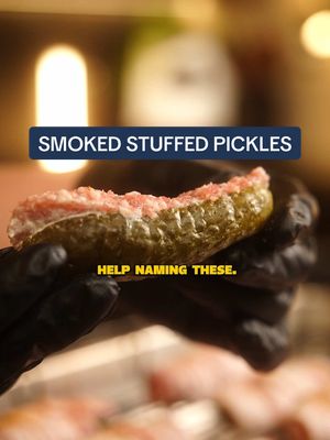 What’s a good name for these? 🥒🥓  I’ve seen people make “pickle poppers” before but this is slightly different with the blanket of sausage… or maybe I’m over thinking it 😂 🤷🏻‍♂️ @Cafe Casino | Foodie Inspo  👇 The recipe is easy: 🔹 5 pickles cut in half (10 halves) 🔹 1lb of maple sausage 🔹 10 slices of bacon 🔹 8oz cream cheese 🔹 1/2 cup of Colby jack  🔹 1tbsp bbq seasoning 🔸 Smoke at 275°F for 2 hours or until bacon is rendered to your liking. If you’re baking in the oven you can cook them at 400°F for 20-30 minutes.  Would you try these? #pickles #jalapenopopper #barbecue #gameday