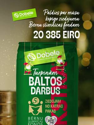 Kopā mēs varam paveikt tik daudz!✨ No sirds sakām paldies ikvienam, kurš izvēlējās iegādāties īpašos "Balto darbu" dizaina miltus Ekstra! Ar jūsu palīdzību esam ziedojuši Bērnu slimnīcas fondam 20 385 eiro. Visi kopā mēs palīdzam mazajiem pacientiem veseļoties, smaidīt un sniedzam viņu vecākiem tik ļoti nepieciešamo drošības sajūtu. 💚