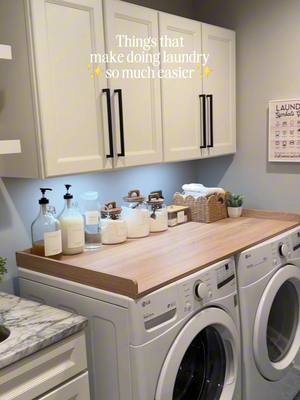 Doing laundry has become one of my favorite chores to do now. Austin and I have been married almost 15 years now and this is by far the nicest laundry room we’ve ever had. We’ve been through all the laundry room stages from a tiny closet with stackable washer and dryer in our first apartment and slowly working our way to this with each move. I feel so grateful to have this as our laundry room now! I have loved adding things in here to make doing laundry as easy as possible and it makes such a difference for me! I do a load of laundry every day to keep up with it all since we’re a family of 5 now! #laundry #laundryroom #laundryhacks #laundrytips #laundryroutine 