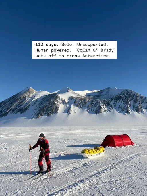 70 days ago, world record holder Colin O’Brady began a 110-day solo, unsupported, and fully human powered journey in Antarctica, attempting to be the first person in history to cross the continent from sea to sea (crossing not just the landmass, but the ice shelves as well), pulling everything he needs in his 500lb sled. Colin has made history in countless disciplines (mountaineering, rowing, cycling, polar travel), but Antarctica holds the deepest part of his soul. This time, Colin is on a mission to go further. Not just farther in distance than he did in 2018 (932 miles in 54 days), but further into his mind, body, and soul. The journey so far has thrown curveballs, hardship, and challenges, as well as so much bliss, celebration, and sense of accomplishment. 30 days of food left and Colin is now climbing through the mountains, up the Reedy Glacier, and toward the South Pole. He’ll then race down the other side and head to the edge of the Ronne Ice Shelf where he started his first crossing in 2018. What a journey, Colin. We’re cheering you on through every step of the way! Swipe through to see some snapshots straight from Colin’s phone & GoPro.