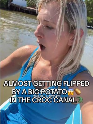 I was paddleboarding in the croc canal (there’s a resident croc in here)🐊 on a VERY murky day, and thought I had eyes on all the big potatoes. There were NONE in front of me, and suddenly, this one came up for a breath at this EXACT moment. He was not there until I pointed the camera that direction. I always have my eyes spinning in all directions even when I am recording to the side (you probably know why). I stayed still and calm, knowing if I put my paddle in to move away suddently, it would have scared him even more.  Unfortunately, he didn’t see me when he came up, and there was NO way for me to see him as he did not appear until he was AT the surface.  The reason my foot is in the water was because I needed to lean to that side to avoid completely flipping. Also, it did spray the canal water IN my mouth.🤢 I felt so bad for the potato, but the big potato completely ok, and I’m ok! We just spooked each other 😅 This is the first time this has ever happened to me in all my years paddleboarding, and I swear this exact one has been following me around in here the past few days trying to flip me again honestly 😂 (He unfortunately has a small boat strike on his back, so I can tell him apart from the others). We call him Flip now!🩵🥔 This was a day when there were SO many big potatoes in the canal and I was passing through to get to the ocean. But thankfully, it wasn’t the crocodile coming up from the depths to surprise me 😅🐊  Follow along to see when I find the crocodile! 👀🐊 or more big potatoes, or dolphins, or sharks!!🩵🥔🐬🦈 #crocodile #manatee #ocean #paddleboard #florida 