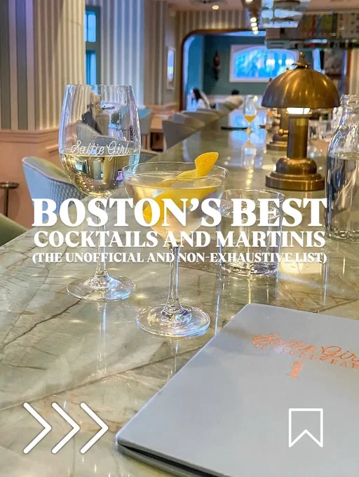 Let's talk cocktails 🍸🍹 These are some of my favorite cocktail spots in (and around) Boston...from downtown classics to neighborhood gems that deserve more love. You'll find drinks from @saltiegirllabos, @SemolinaKitchen, Fin Point Boston, @1928beaconhill, @eataly, Cibo Matto Caffe, @irvingatlenox, ReelHouse, @The Wig Shop, and a forever go-to, Raso’s. 🍸 Save for your next night out Tell me your go-to cocktail spot - I'm always taking notes! #BostonCocktails #BostonDrinks #BostonBars #BostonNightlife #BostonEats                         