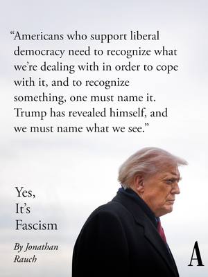 “Until recently, I resisted using the F-word to describe President Trump,” Jonathan Rauch argues. “For one thing, there were too many elements of classical fascism that didn’t seem to fit. For another, the term has been overused to the point of meaninglessness, especially by left-leaning types who call you a fascist if you oppose abortion or affirmative action. For yet another, the term is hazily defined, even by its adherents.” But “over Trump’s past year, what originally looked like an effort to make the government his personal plaything has drifted distinctly toward doctrinal and operational fascism,” Rauch argues. “Trump’s appetite for lebensraum, his claim of unlimited power, his support for the global far right, his politicization of the justice system, his deployment of performative brutality, his ostentatious violation of rights, his creation of a national paramilitary police—all of those developments bespeak something more purposeful and sinister than run-of-the-mill greed or gangsterism.” Fascism “is ideological, aggressive, and, at least in its early stages, revolutionary. It seeks to dominate politics, to crush resistance, and to rewrite the social contract,” Rauch writes. One can object that certain elements of classical European fascism are not found in Trumpism, but the exercise of comparing fascism’s various forms is not precise, Rauch continues: “Trump is building something new on old principles. He is showing us in real time what 21st-century American fascism looks like.” “Recent events have brought Trump’s governing style into sharper focus. ‘Fascist’ best describes it, and reluctance to use the term has now become perverse,” Rauch continues. “That is not because of any one or two things he and his administration have done but because of the totality. Fascism is not a territory with clearly marked boundaries but a constellation of characteristics. When you view the stars together, the constellation plainly appears.” Read more at the link in our bio. 📷: Tom Brenner / Getty