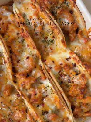 Baked chicken tacos 🌮  Ingredients  For the chicken: 1 lb boneless chicken breast, cut into small pieces  Salt to taste 1 tbsp smoked paprika powder  1 tsp garlic powder  1/2 tsp black pepper  1 tsp cajun seasoning  1-2 cloves fresh garlic, minced  1 cup mixed bell pepper, diced  1/2 cup corn, boiled  1 yellow onion, diced 1 jalapeno, chopped and seeded ( optional ) 1 tbsp lemon juice  4 tbsp cream cheese  1/4 cup water 1 tbsp oil + more for cooking  For the sauce : 1/2 cup mayonnaise  1/2 cup sour cream 1 tbsp smoked paprika powder  1 tsp garlic powder  Salt and pepper to taste  1 tsp cajun seasoning  1 tbsp lime juice  1 tsp hot sauce  1-2 tbsp fresh cilantro, chopped  To assemble  1 cup mixed shredded cheese, ( i used mozzarella and cheddar ) 10 mini flour tortillas  2 tbsp oil ( for brushing the tortillas) Instructions: In a bowl, add the chicken pieces, salt, smoked paprika, garlic powder, black pepper, Cajun seasoning, and 1 tbsp oil. Mix well until the chicken is evenly coated. Heat a pan over medium heat with a little oil. Once hot, add the seasoned chicken and cook for 3-4 minutes, stirring occasionally, Add the minced garlic and cook for 1–2 minutes, until fragrant. Add the diced onion, bell peppers, corn, and jalapeño (if using). Stir and cook for 3–4 minutes, until the vegetables soften slightly and chicken is cooked through. Lower the heat and add the cream cheese, lemon juice, and water. Stir until the cream cheese melts and forms a creamy sauce that coats the chicken and veggies. If the mixture seems too thin, simmer for 1–2 minutes until thickened. Taste and adjust salt if needed. Remove from heat. Preheat the oven to 400°F Lightly brush one side of each tortilla with oil. Flip the tortillas over and spoon the chicken filling onto the un-oiled side. Sprinkle with cheese, then fold or gently press the tortillas closed. Arrange them on a baking sheet and bake for 10–15 minutes, or until the tortillas are crispy and the cheese is melted. #bakedtacos #chickentacos #Recipe 