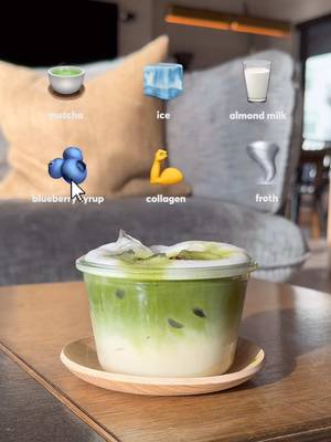 Blueberry Collagen Matcha 🍵🫐✨   Recipe: 1/2 cup milk 1 cup ice 1 tbsp blueberry syrup 1/4 cup matcha 1 scoop Garden of Life Collagen   Would you try this? 👀