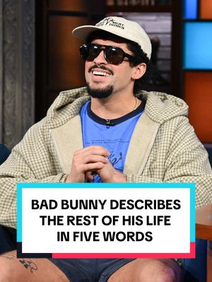 @Bad Bunny exceeded his 5-word limit por un poquito. #Colbert #ColbertQuestionert #BadBunny 