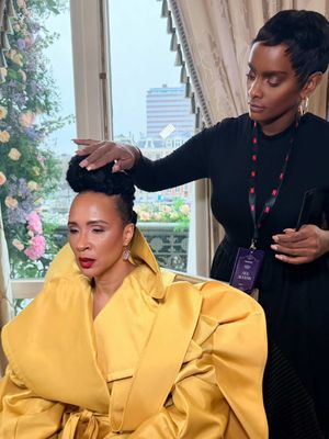 Happy Bridgerton Season 4 Day! - She is the moment! @Golda Rosheuvel  A little BTS from our recent shoot in the Netherlands. Hair and content by me Makeup @Joy Adenuga  #bridgerton #queencharlotte #goldarosheuvel #dionnesmith 