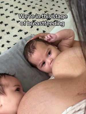 Love when we have staring contests while nursing 🥹 #breastfeeding #newmom #newbaby #twinmom 