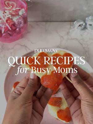 When dinner doubles as a Valentine's activity. 💘💫 This is your sign to make mini pizzas that are as easy as they are adorable.  #Food #ValentinesDay #QuickRecipesForBusyMoms #MomHacks #Recipes 
