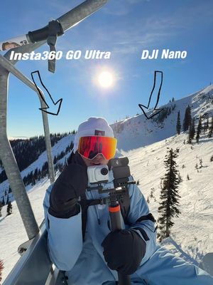 Comparing the DJI Nano and the Insta360 Go Ultra snowboarding!🏂🔥 Love how small and compact they both are! Super easy to use and capture any type of content you need. Which one do you think looks better?  • • #djinano @DJI Osmo 