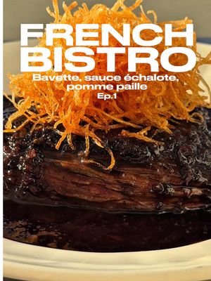 FRENCH BISTRO EP1 Bavette (flank steak), shallots & red wine sauce, pomme paille  Recipe in the last new newsletter, check in Bio !  We start the series with one of the biggest classics, and one of my personal favorite. Personally, when I go to a bistro, I mostly go for that dish, or the saucisse purée, cheap option, and so delicious. Most traditionally this dish is served with classic french fries, here we go with extra crunchiness with the pomme paille. I personally love my bavette rare, how do you like yours ?  Track ID 💿: IAM - Je danse le MIA  #france🇫🇷 #frenchfood #bavette #sauce #fries
