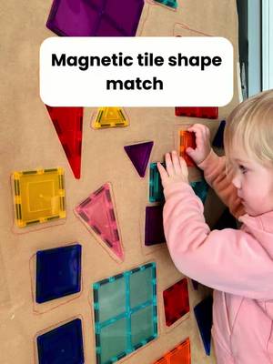 All you need are your magnetic tiles and craft paper! Such an easy and fun activity for your toddler to work on shapes and even color matching. We love our @PicassoTiles and use them every single day!  #toddlersoftiktok #toddleractivities #toddlerlearning #toddlerlearningactivities #motherhood #toddlermom 