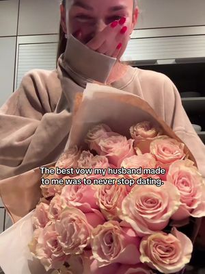 No matter how long you’ve been with your person…never stop dating!!!!! Get the Valentine’s Day card, surprise her with flowers, and do something special “just because”.  #datingadvice #marriageadvice #husbandwife #weddingtok #dating 