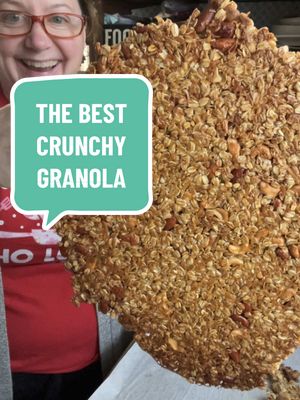 The secret to making granola clusters 👀 don’t stir it while baking, just bake in one sheet. 😍 I brought snacks for my strength trainer and training partner today.  This is the second time I've made this granola and this will definitely be a staple recipe. I have @minimalistbaker to thank for this incredible recipe! I only slightly adapted her original “Super Chunky Coconut Granola” recipe to create what we have here: the most perfect granola clusters I’ve ever had! 😍 The Perfect Granola: 3 cups oats 1/2 cup sweetened shredded coconut 1/2 cup unsweetened shredded coconut 1 cup almonds, chopped 1 cup pecans, chopped 2 tablespoons brown sugar 1/2 teaspoon salt 6 tablespoons coconut oil 2/3 cup maple syrup 2 teaspoons vanilla extract 1 cup Craisins (I left the Craisins out of this version) 1. Preheat your oven to 325F. 2. In a pot over medium/low heat, melt the coconut oil, maple syrup, salt and brown sugar together. Remove from heat once the sugar is dissolved and everything is well combined. Add in the vanilla extract and stir together. 3. In a large bowl, combine the oats, shredded coconuts, pecans, and almonds. 4. Pour the maple syrup mixture into the bowl with the oat mixture and stir well until fully coated. 5. Dump the granola onto a parchment lined baking sheet and bake for 20 minutes. Turn the sheet around and bake for an additional 5 minutes. Let cool completely. 6. Break off clusters as large as your heart desires and sprinkle the Craisins all over. Pieces of granola have their place in my heart, but nothing beats a big cluster of granola if you ask me! It’s perfectly sweet, crunchy, salty, and of course…addictive!  #mybizzykitchen #granolarecipe #granolaclusters #EasyRecipes