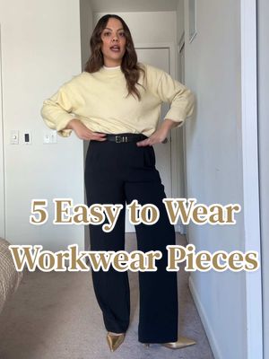 5 easy to wear workwear pieces that you can easily throw on in the morning! #workwear #workwearinspo #simpleoutfit #styleupgrade #fashionhelp 