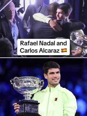 Two Spanish legends link after Carlos Alcaraz's Australian Open title 🏆 #rafaelnadal #carlosalcaraz #australianopen  (via @TNT Sports)