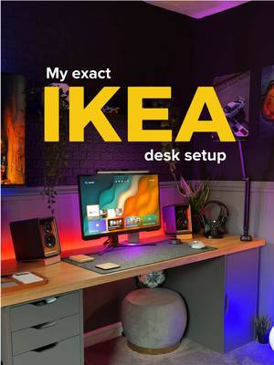 No gate keeping here! 🫡 my exact IKEA desk setup, link in bio ‼️ Send this to someone who needs to elevate their desk or office setup.  #desksetup #ikeahack #deskgoals #bedroomdesign 