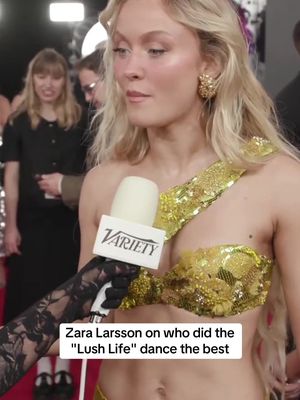 #ZaraLarson on who did the "Lush Life" dance the best  #Grammys
