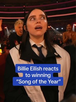 @BILLIE EILISH’s reaction to winning “Song of the Year”? PRICELESS. #GRAMMYs 