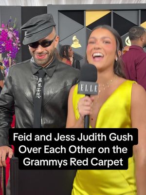What happens when @Feid meets one of his favorite creators—or when @Jessica Judith meets one of her favorite artists, for that matter? The two gushed over each other, talked about saliva bubbles, and more on the #Grammys red carpet.