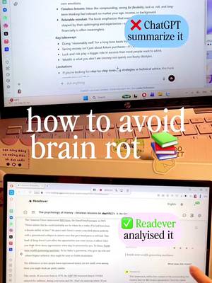 Here are 3 simple tips to avoid brain rot:  1️⃣ Focus on one task at a time.  2️⃣ Replace endless scrolling with reading.  3️⃣ Let your brain truly rest. Highly recommend guys use @readever to make reading process easier and smoother 💚 #learnwithtiktok #studytok #readingvlog #studygram #studyinspo 