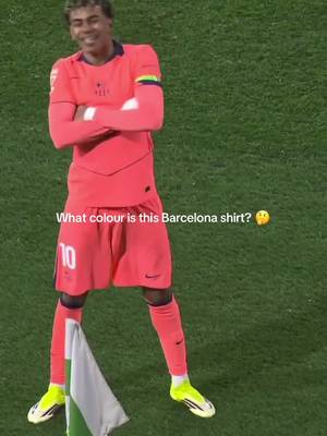 What colour is this Barcelona shirt supposed to be? 🤔😅 Barcelona’s third shirt was showing up as different colours on TV yesterday depending on which camera was being used. Via @LALIGA #laliga #barcelona #yamal #colour #nike 