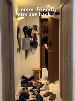 Small space? No problem 😌 I finally transformed the narrow gap behind my door into a multifunctional shoe rack and pegboard with the help of @Redfin Real Estate 👀 Let me know what you think! #ad #RedfinAmbassador — Equal Housing Opportunity #HomeDIY #RedfinRealEstate #RealEstate  