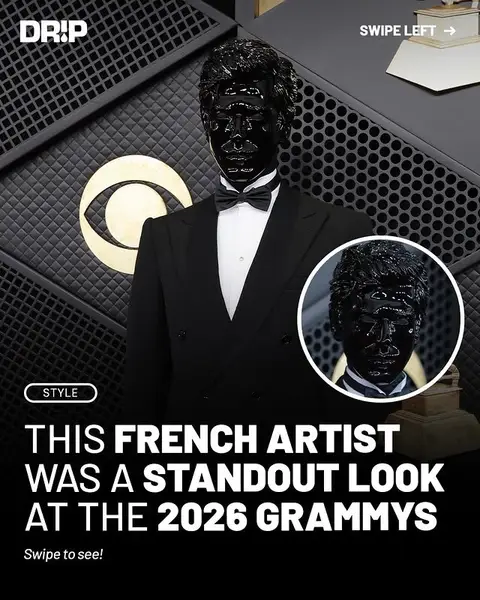Known for his signature high gloss black sci fi inspired face mask, French DJ and music producer Gesaffelstein kept his famous futuristic look at the 2026 Grammys 🔥 #grammys #gesaffelstein #fitcheck #streetwear #futuristic #hypebeast 