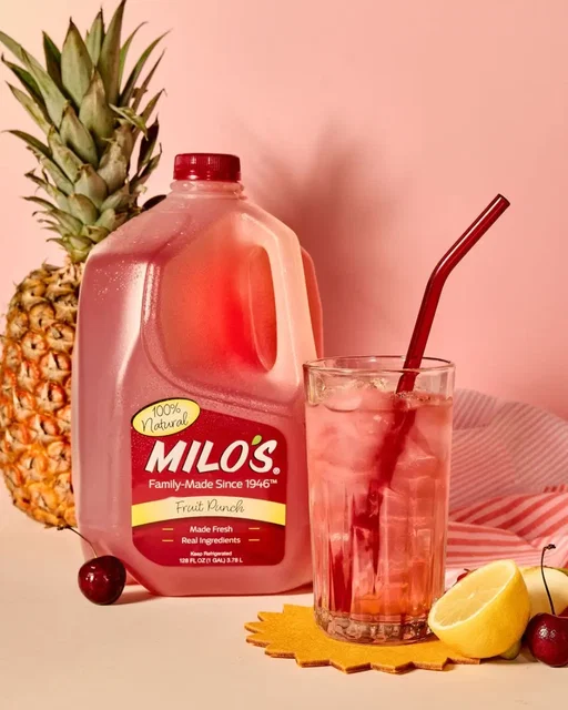 Drum roll please! 🥁🥁🥁 From the brand behind America's #1 selling refrigerated tea and fastest growing lemonade, Milo's is proud to unveil our NEW Milo's Fruit Punch! Milo’s Fruit Punch delivers a delicious, fruity taste with 100% natural ingredients and no preservatives or artificial colors, offering a better-for-you punch option you and your family can feel good about! 🍎🍒🍍 The Milo's Difference: ✅: 100% Natural ✅: No Preservatives or Acids ✅: No Artificial Colors ✅: No High Fructose Corn Syrup ✅: Made Fresh / Refrigerated Milo's Fruit Punch will begin hitting the shelves this week in ~3,000 Walmart stores nationwide and in select local grocery stores in gallon size. Check out our product locator to find it in stores near you - link in bio! Stay tuned for our next product reveal coming tomorrow. 👀 #DrinkMilos #Milos #MilosMoment #FruitPunch