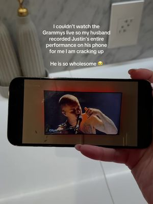 As if it wouldn’t be posted on socials 😭😂 so nice of my husband to take a video of my other husband #justinbieber #grammys 