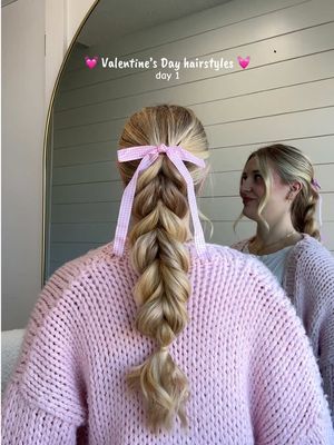 Dragon braids are my fav 🪽 #dragonbraid #bowhairstyle #valentinesdayhair #valentineshair #updohairstyle 
