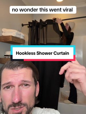 I’m surprised everyone doesn’t have one of these by now #showercurtain #showercurtains #hooklessshowercurtain #showertok #tiktokshopcreatorpicks 