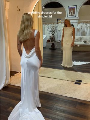 I love a ball gown personally, but these are so chic #weddingdress #simpleweddingdress #weddingdressshop #bride 