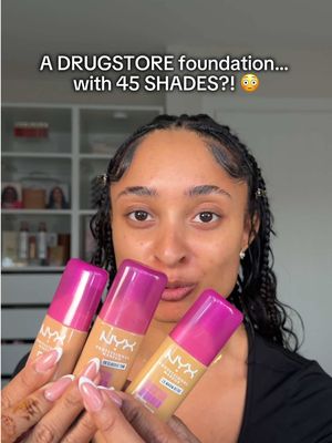 #AD NYX COSMETICS just dropped a foundation with 45 shades!?! Including mixed tone shades for the in-between shade girliessss! 😍 No transfer so you can wear your white t shirt 👀🫢 @nyxcosmetics_uk  #MakeEmWonder #foundation #softmatte #oneswipe 