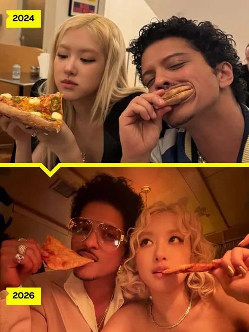 Old habits die hard 🍕🤝 @Bruno Mars and @ROSÉ keeping their post-award show tradition alive is sooooo important to me  #BrunoMars #Rosé 