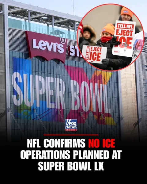 FOR THE RECORD: The NFL ended weeks of speculation on Tuesday about potential ICE operations taking place at Super Bowl LX this weekend. The league's chief of security said that federal agents will not be carrying out immigration enforcement operations at Levi's Stadium in Santa Clara, California, on Sunday.