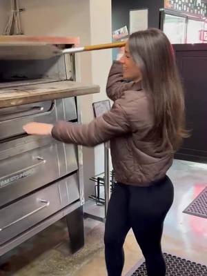 Pizza girl flipping pies on her day off. With the puffer on and all.Thin is in baby  #pizza #girl #fyp #fitness #food 