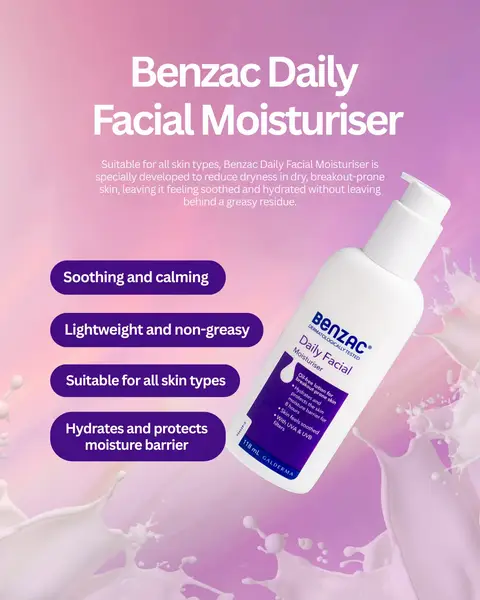 What we love about the Benzac Daily Facial Moisturiser? 💜 Where to begin...  #BenzacAU #skincare #skincareessentials 