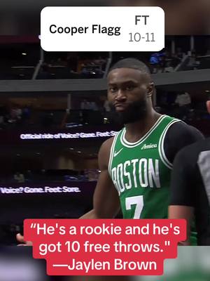 Jaylen Brown was not happy with the amount of calls rookie Cooper Flagg was getting 😅 #NBA #basketball #hoops 